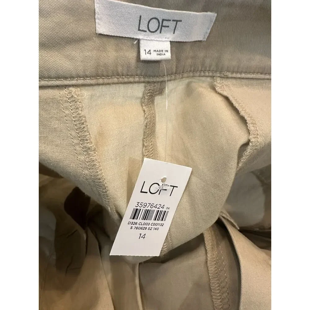 NWT LOFT 2024 Poplin Super Wide Leg Pants Toasted Beige Tan Khaki Womens Size 14 - Picture 7 of 11
